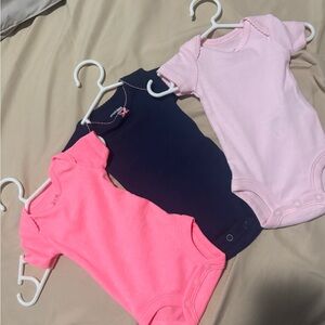 Pink and Navy baby onesie Set